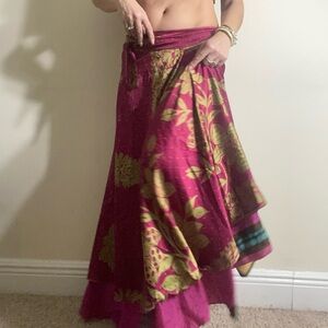 Repurposed Vintage Sari Reversible Wrap-Skirt 🐦‍🔥🐦‍🔥
